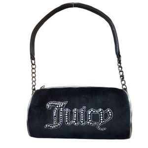 Juicy Couture Velour Barrel Handbag Black & Silver Shoulder Bag Bling Baddie NWT